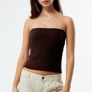 NWT Rhythm Mimi Soft Knit Wool Blend Tube Top In Chocolate Brown Size Large